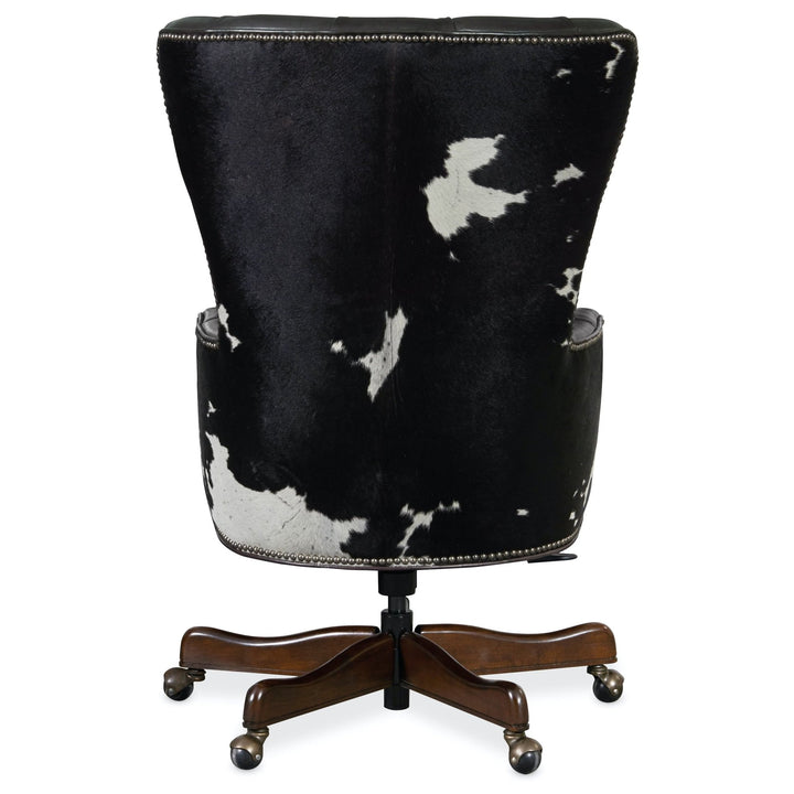 KATHERINE HIDE EXECUTIVE SWIVEL TILT CHAIR: BLACK & WHITE