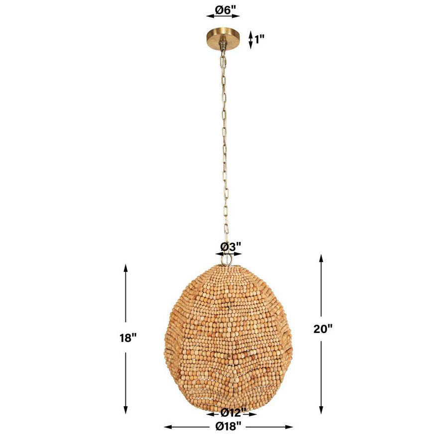 KAURI 1 LIGHT WOODEN BEAD PENDANT