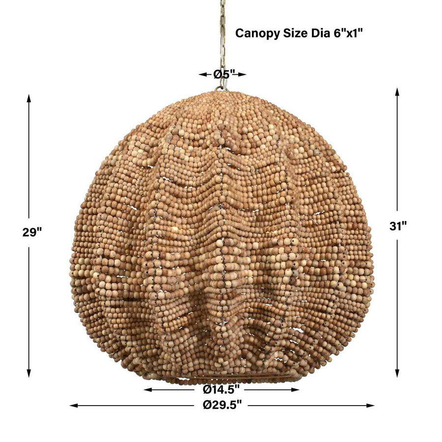 KAURI 5 LIGHT WOODEN BEAD PENDANT