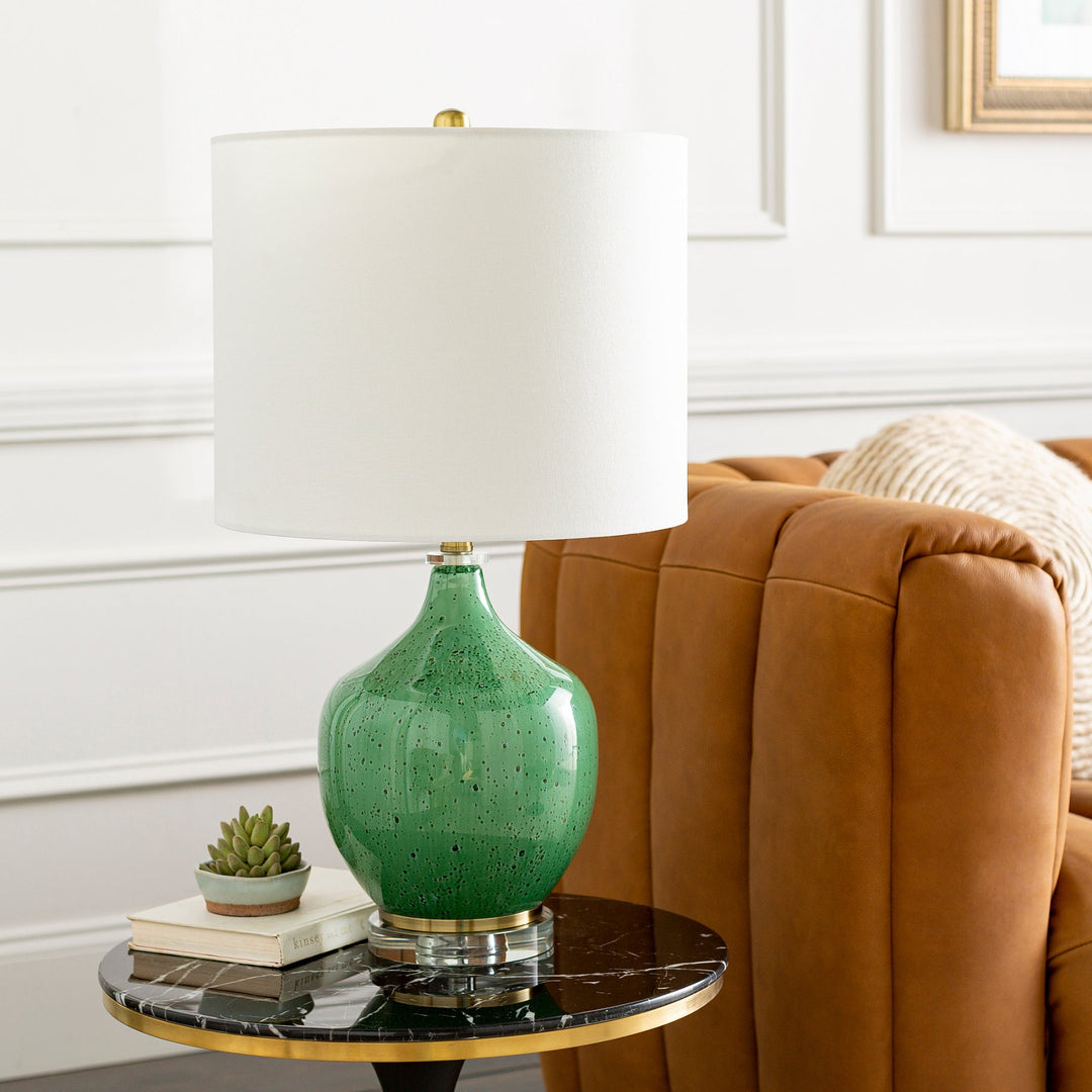 KELLEY GREEN GLASS TABLE LAMP