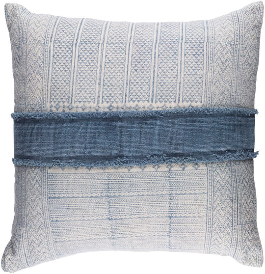 KELSI BLOCK PRINT DENIM PATCH PILLOW