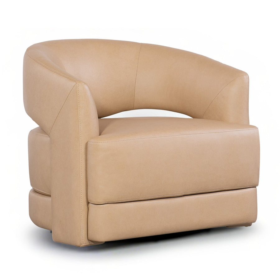 Keys Leather Swivel Barrel Chair