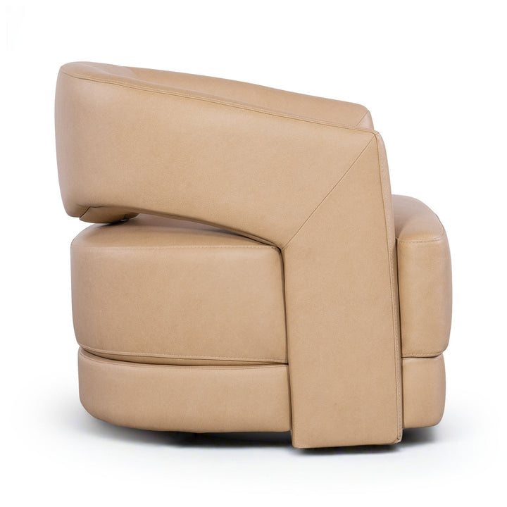 Keys Leather Swivel Barrel Chair