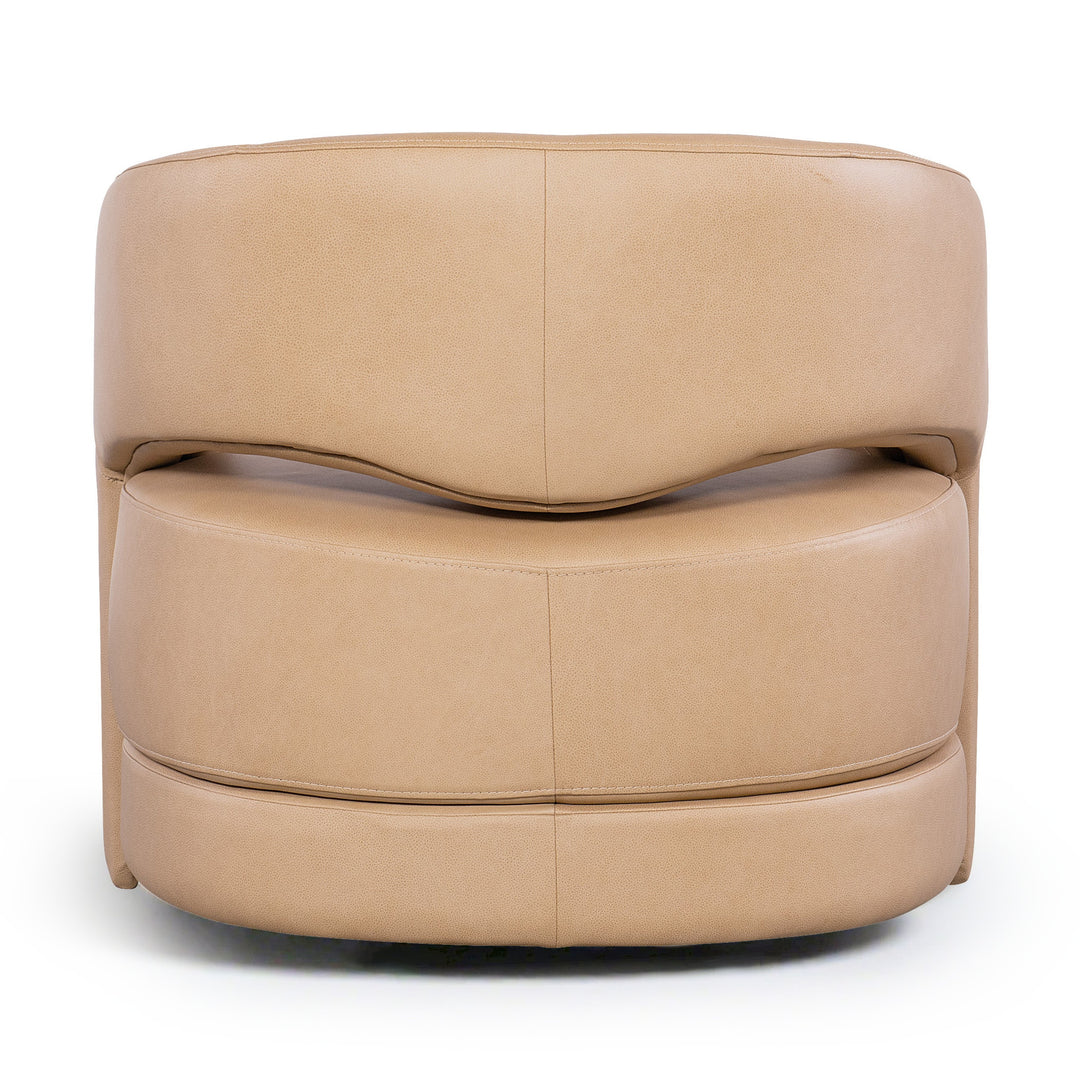 Keys Leather Swivel Barrel Chair