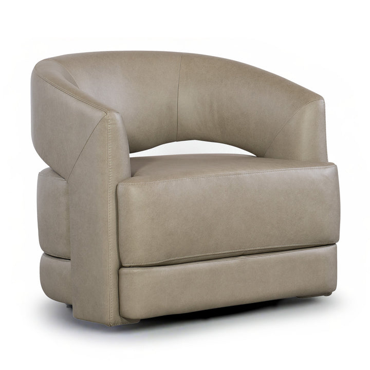 Keys Leather Swivel Barrel Chair