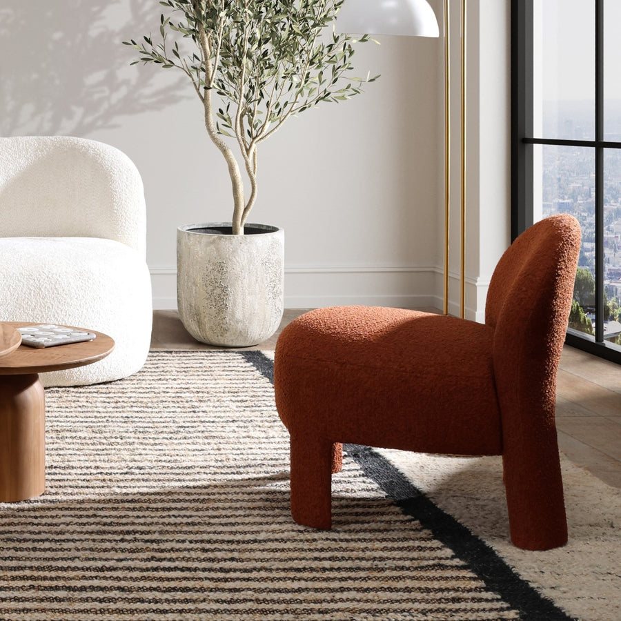 KHADIJA RUST BOUCLE ACCENT CHAIR