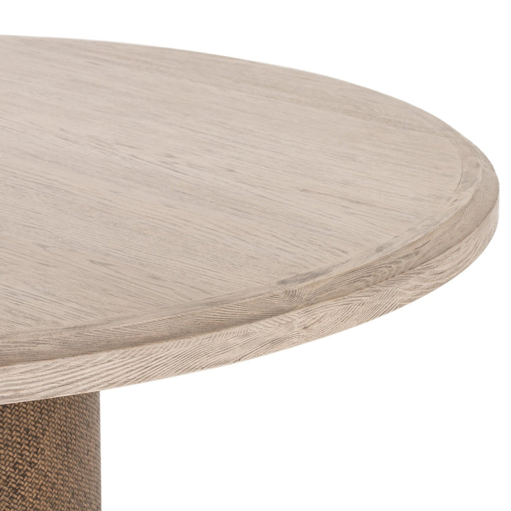 KIARA 60"RD WEATHERED PINE + RATTAN DINING TABLE