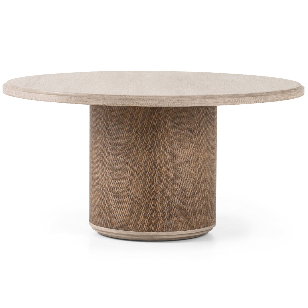 KIARA 60"RD WEATHERED PINE + RATTAN DINING TABLE