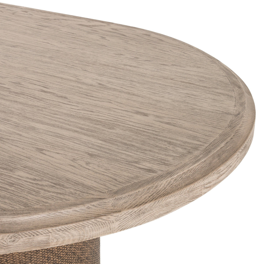 KIARA WEATHERED PINE + RATTAN DINING TABLE