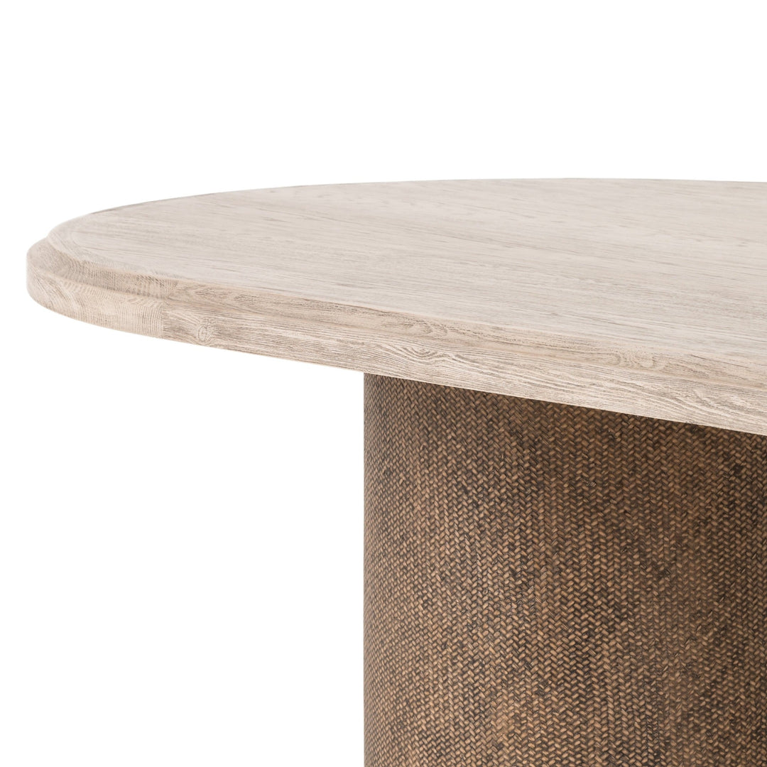 KIARA WEATHERED PINE + RATTAN DINING TABLE