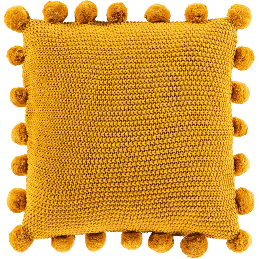 KNITTED COTTON POM PILLOW