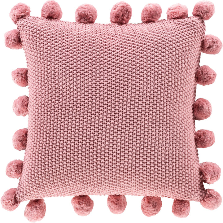 KNITTED COTTON POM PILLOW