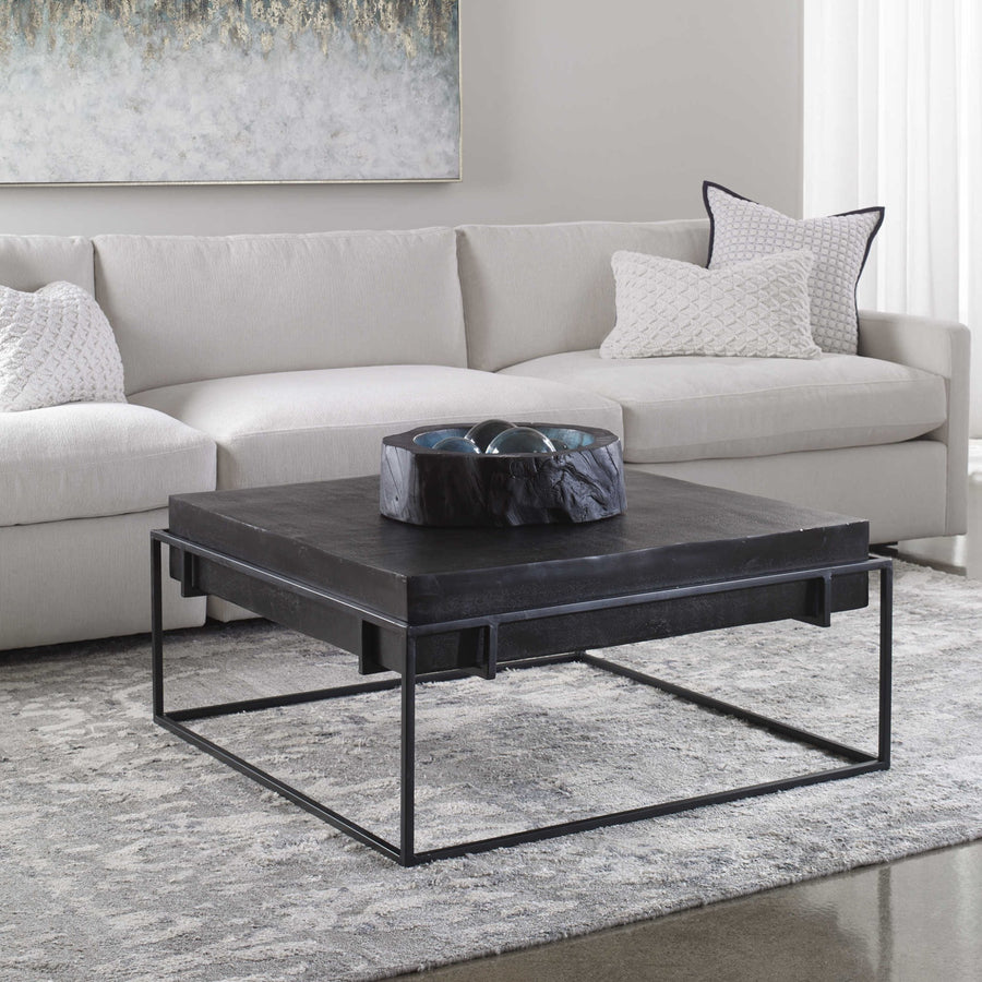 KNOX OXIDIZED BLACK ALUMINUM COFFEE TABLE