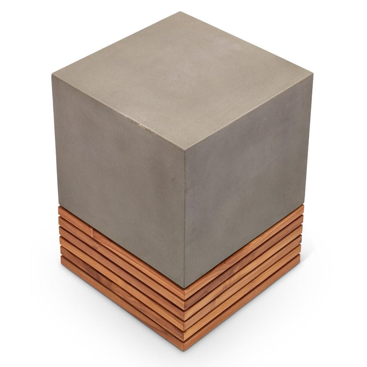 KOBE CONCRETE + TEAK STOOL