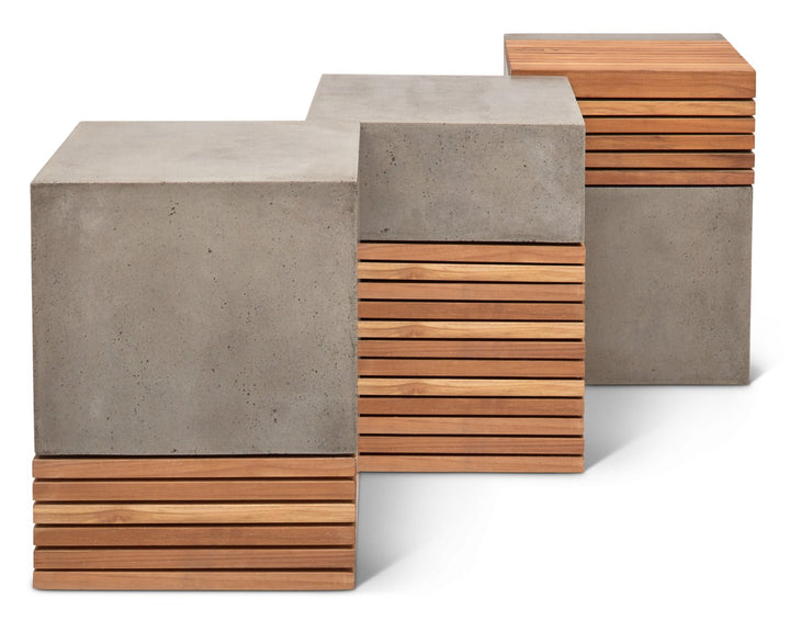 KOBE CONCRETE + TEAK STOOL