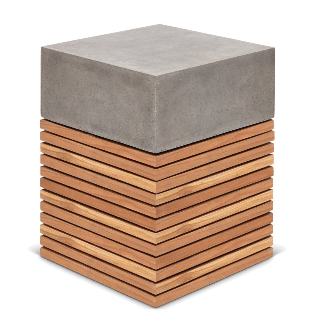 KUBA CONCRETE + TEAK STOOL