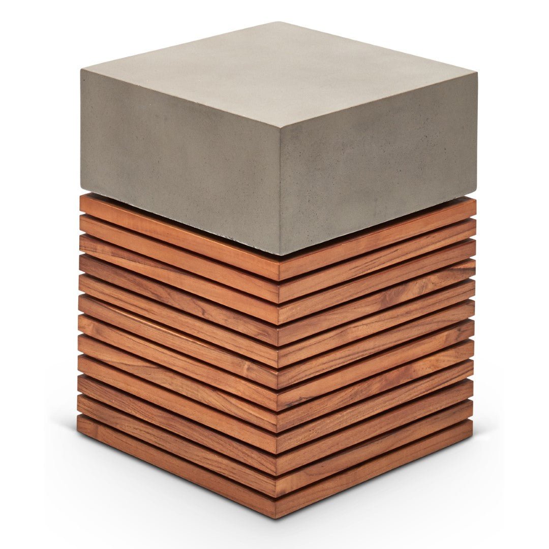 KUBA CONCRETE + TEAK STOOL