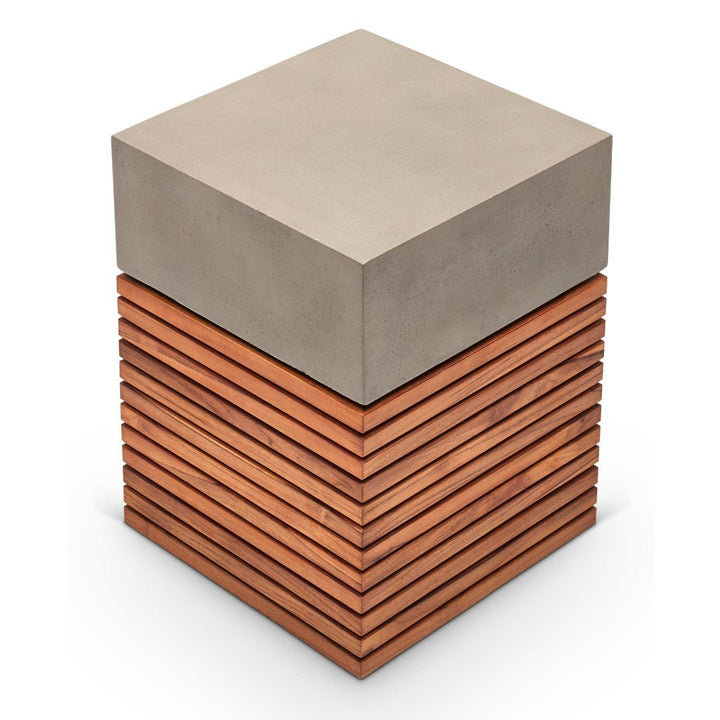 KUBA CONCRETE + TEAK STOOL