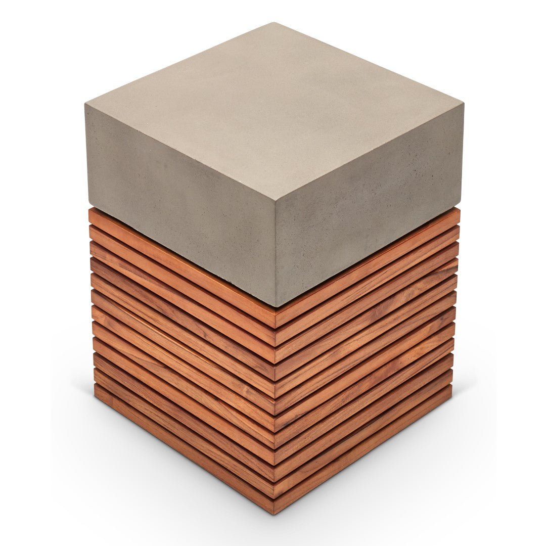 KUBA CONCRETE + TEAK STOOL