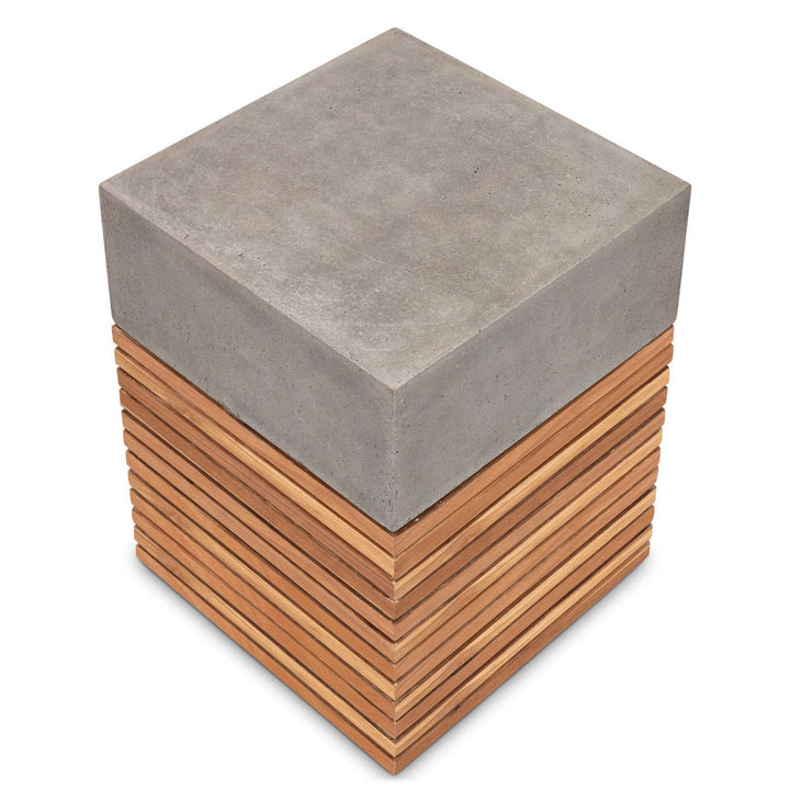 KUBA CONCRETE + TEAK STOOL