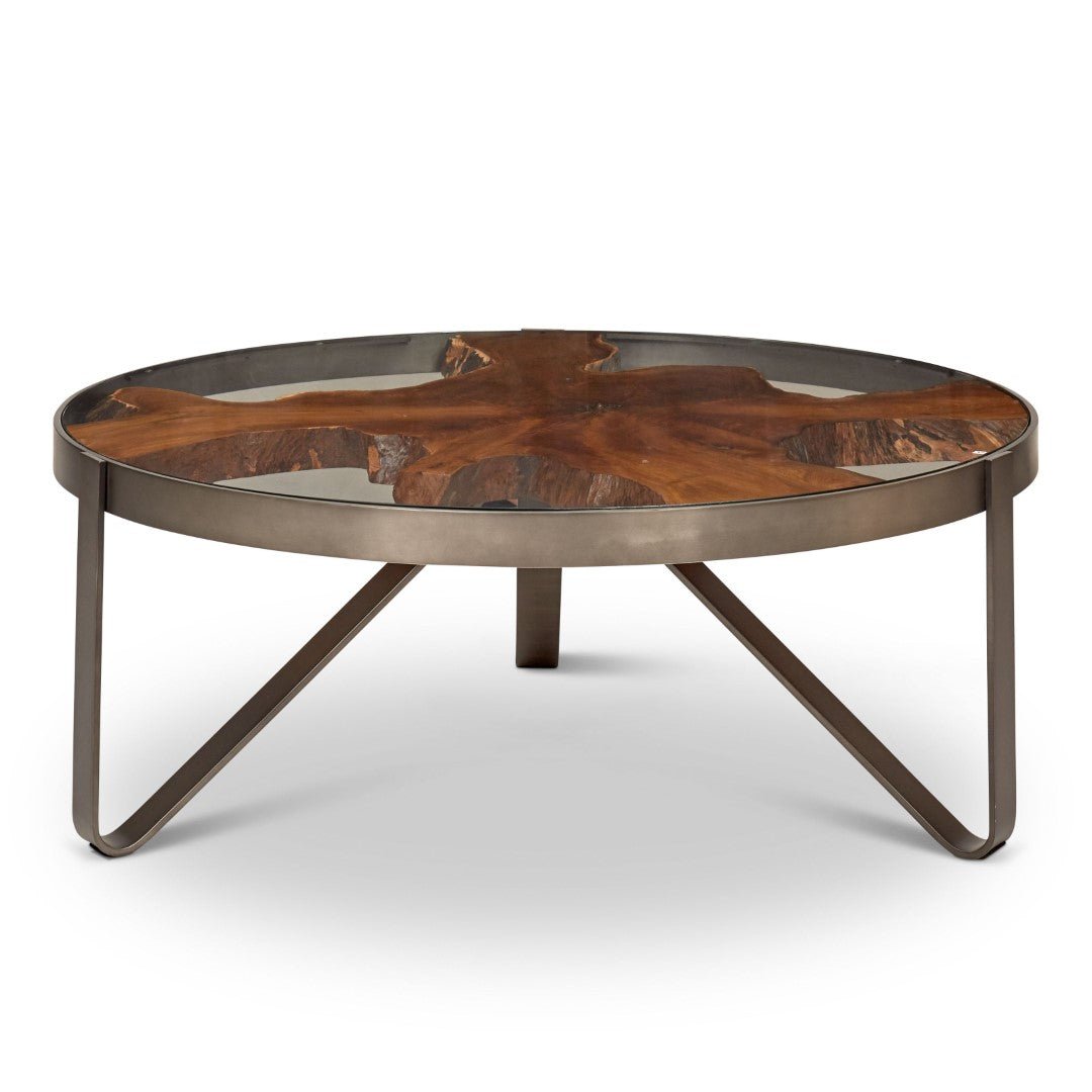 KULLEN TEAK + STEEL COFFEE TABLE