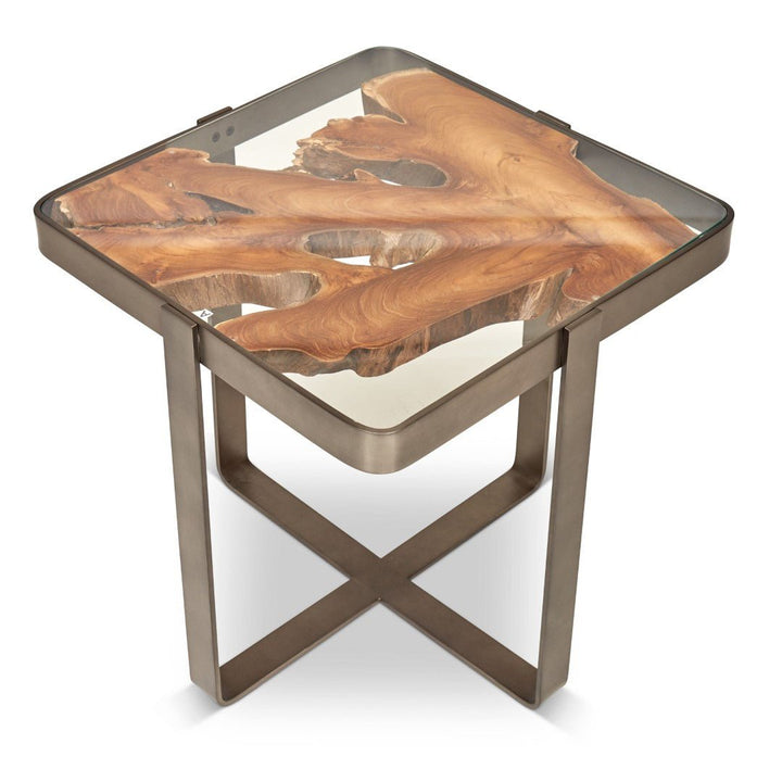 KULLEN TEAK + STEEL END TABLE