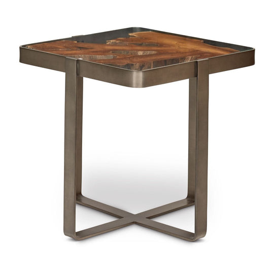 KULLEN TEAK + STEEL END TABLE