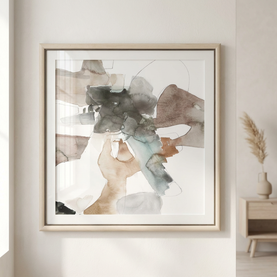 "COHESION" GLASS FRAMED ABSTRACT PRINT