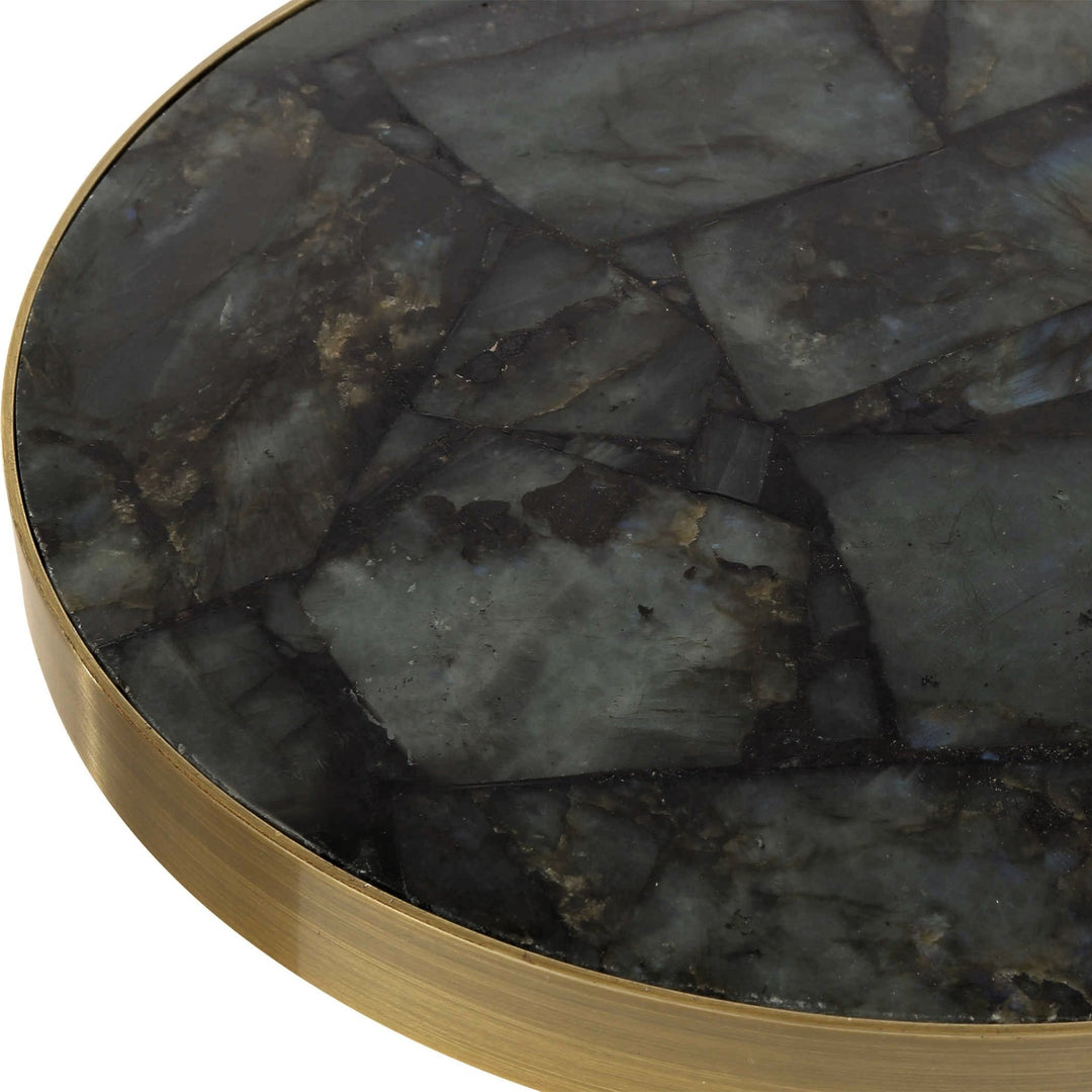 LABRADORITE STONE TOP DRINK TABLE