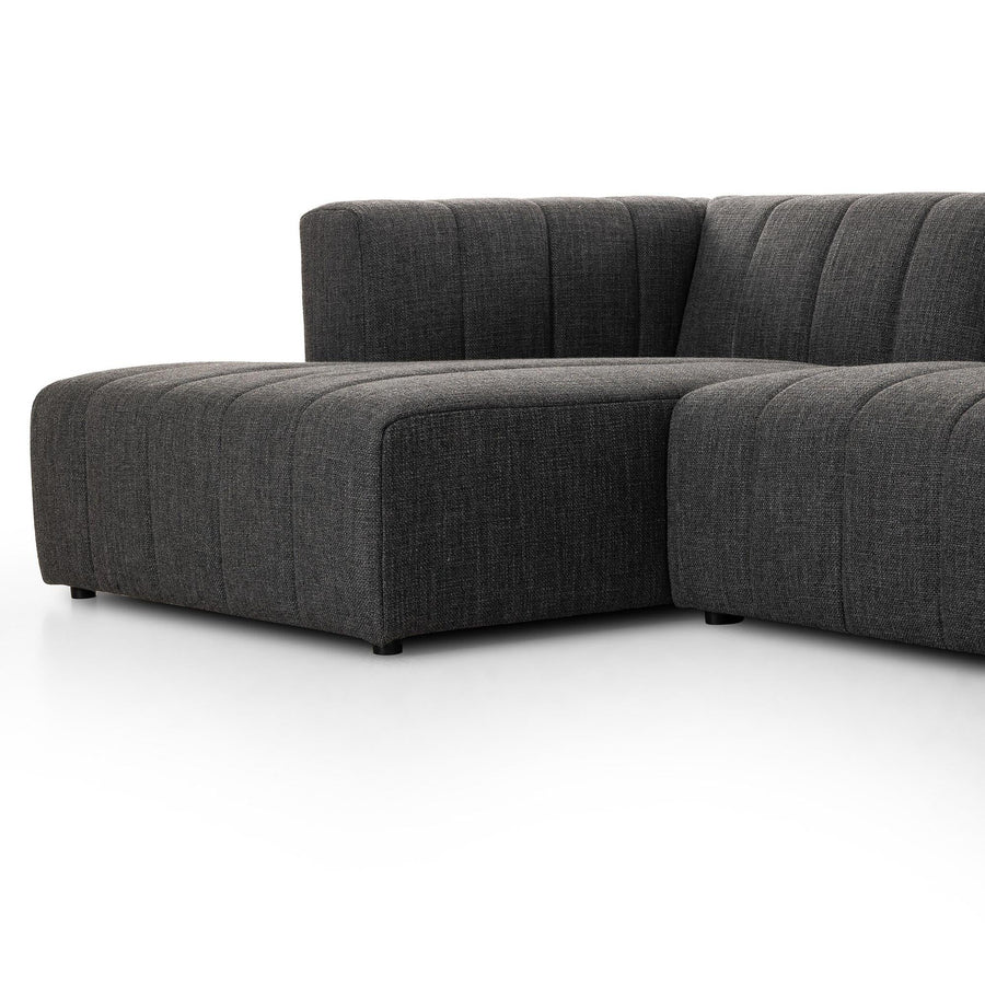 LANGHAM CHANNELED 5 PIECE SECTIONAL SOFA WITH LAF CHAISE - SAXON CHARCOAL