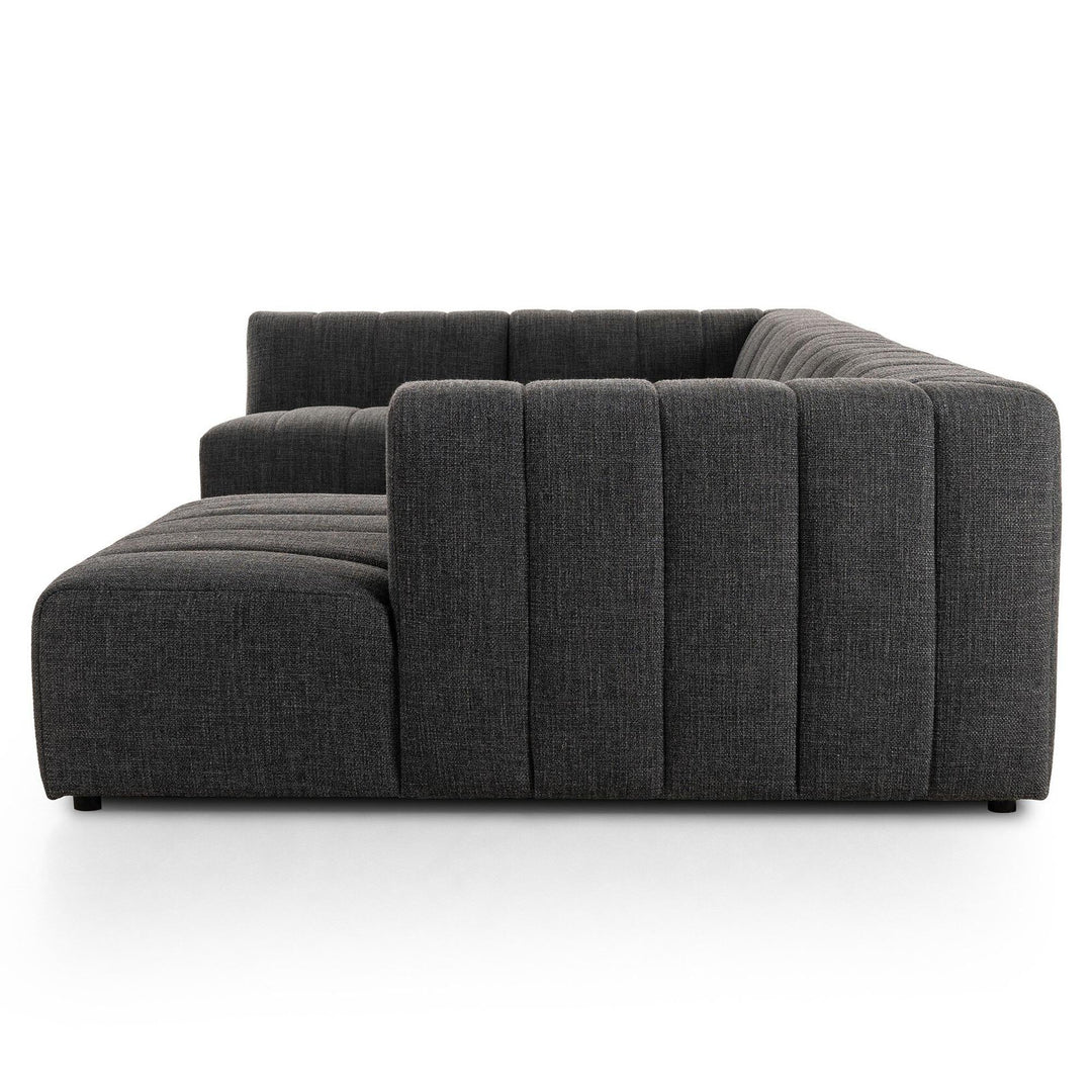 LANGHAM CHANNELED 5 PIECE SECTIONAL SOFA WITH RAF CHAISE - SAXON CHARCOAL