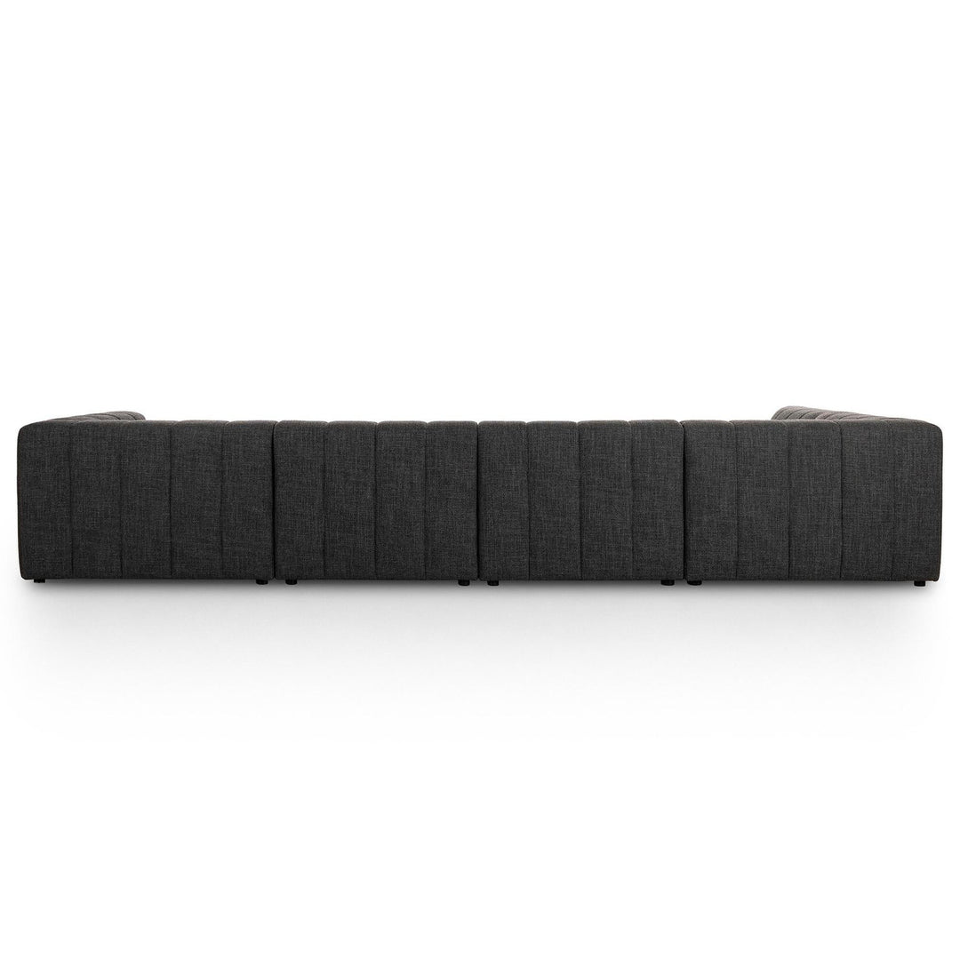 LANGHAM CHANNELED 5 PIECE SECTIONAL SOFA WITH RAF CHAISE - SAXON CHARCOAL