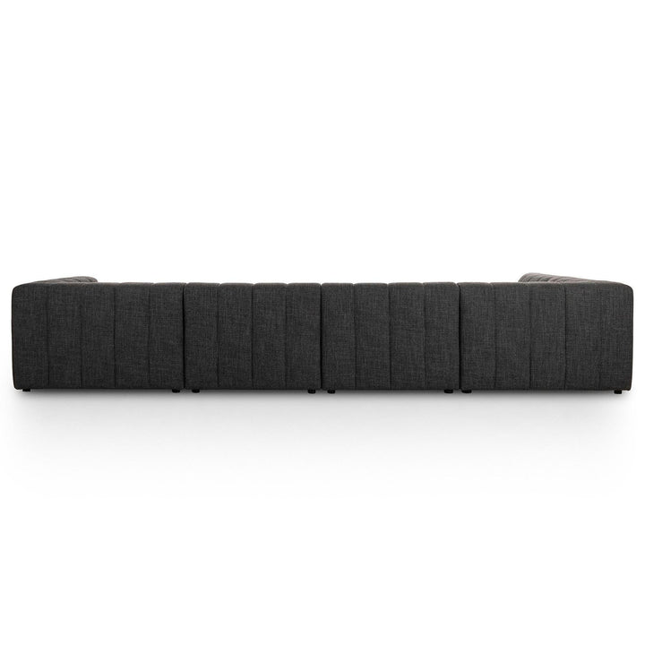 LANGHAM CHANNELED 5 PIECE SECTIONAL SOFA WITH RAF CHAISE - SAXON CHARCOAL