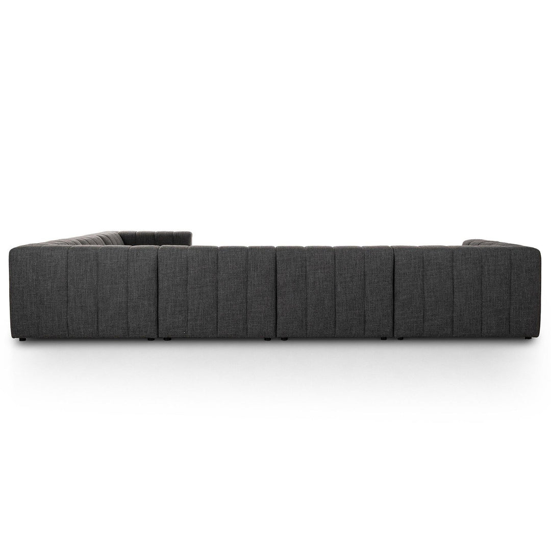 LANGHAM CHANNELED 6 PIECE SECTIONAL SOFA WITH LAF CHAISE - SAXON CHARCOAL