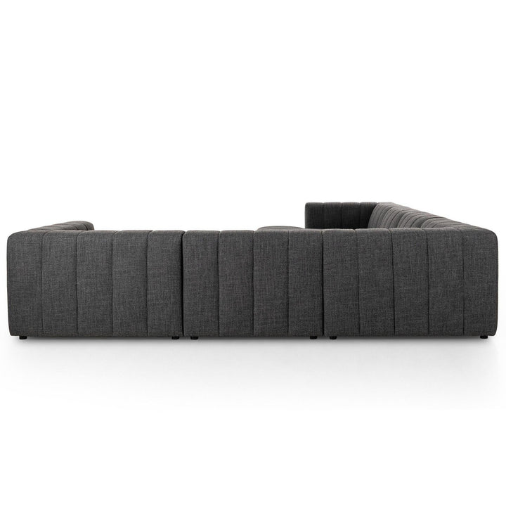 LANGHAM CHANNELED 6 PIECE SECTIONAL SOFA WITH LAF CHAISE - SAXON CHARCOAL