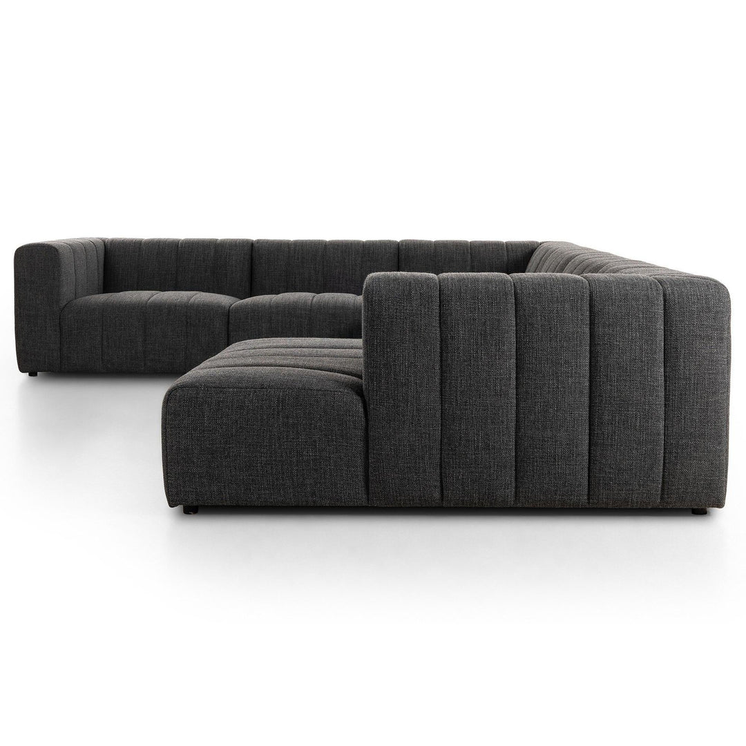 LANGHAM CHANNELED 6 PIECE SECTIONAL SOFA WITH RAF CHAISE - SAXON CHARCOAL