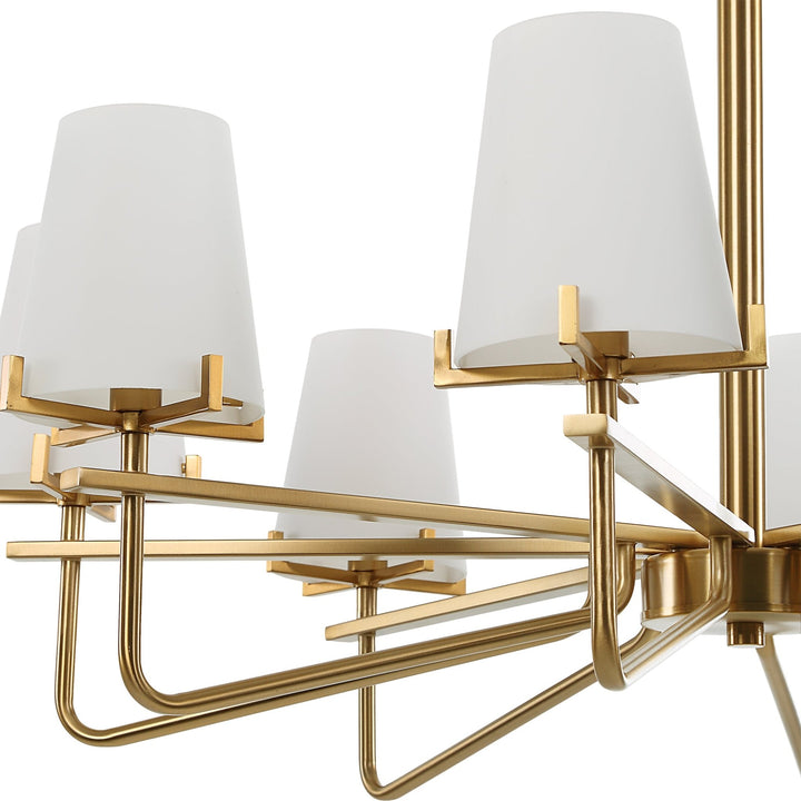 LASSEN 8 LIGHT BRASS CHANDELIER