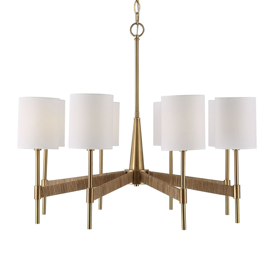 LAUTOKA RATTAN WRAPPED BRASS CHANDELIER