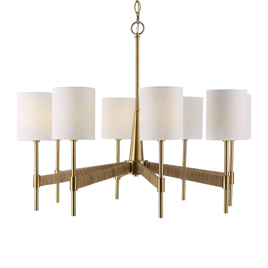 LAUTOKA RATTAN WRAPPED BRASS CHANDELIER