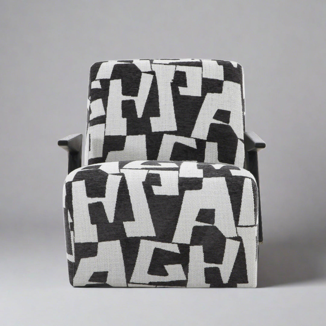 LEANA BLACK + WHITE GRAPHIC PRINT LOUNGE CHAIR