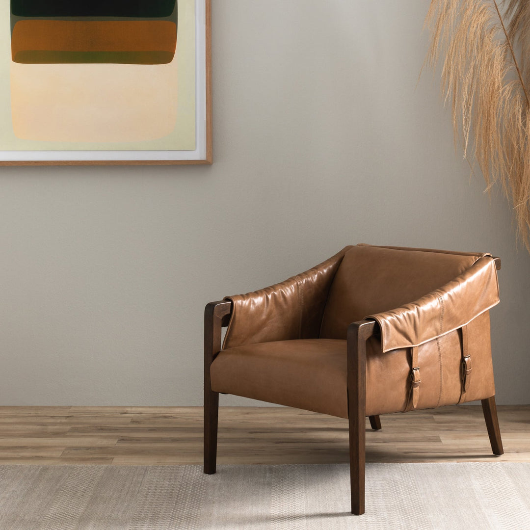 LEATHER BUCKLE STRAPPED CHAIR