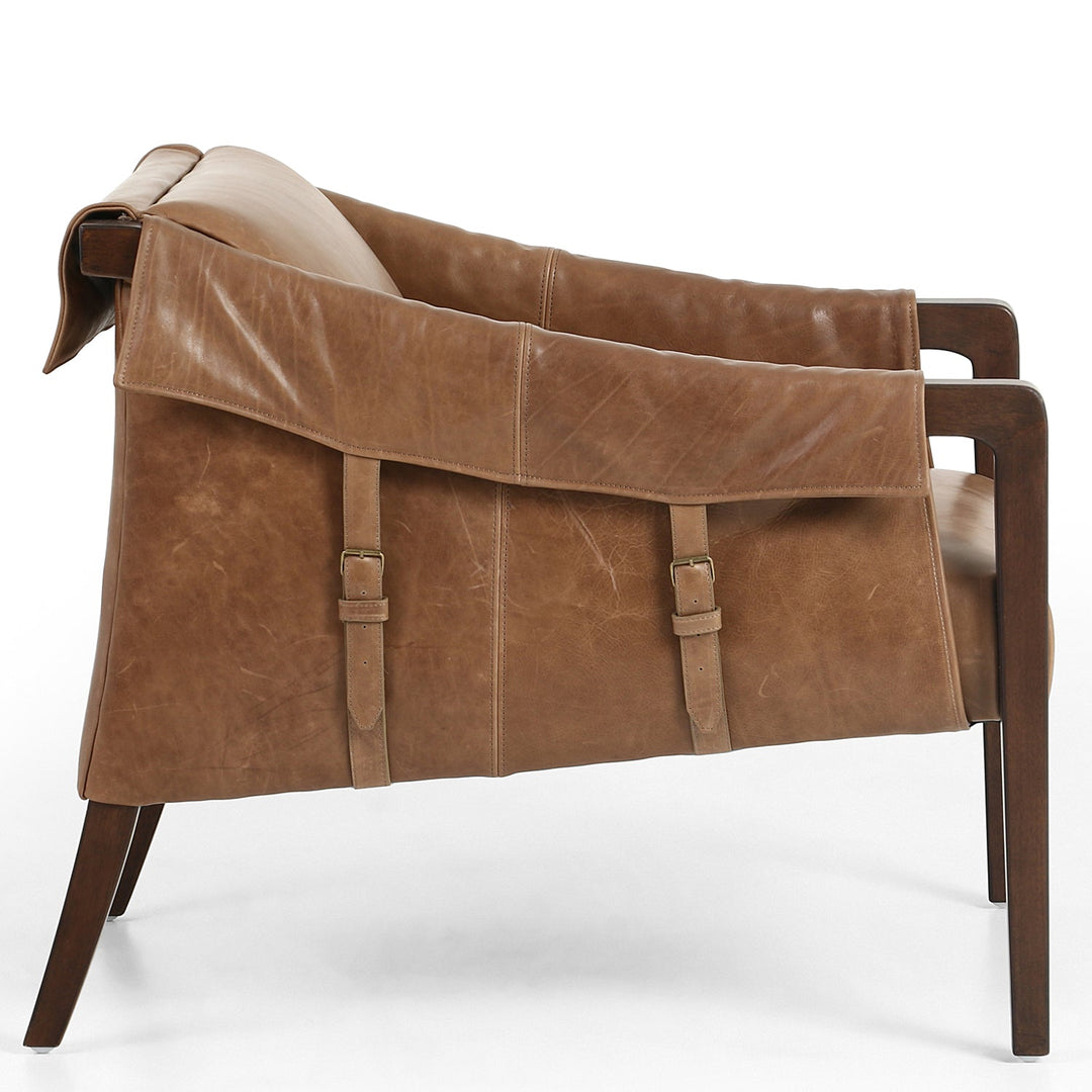 LEATHER BUCKLE STRAPPED CHAIR