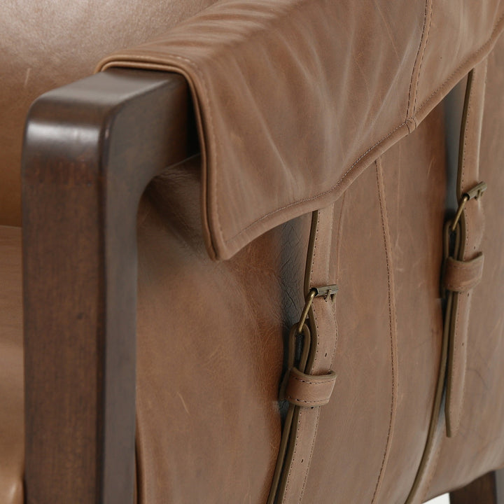 LEATHER BUCKLE STRAPPED CHAIR