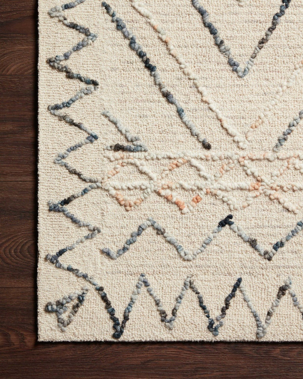 LEELA 02 HOOKED WOOL RUG: OATMEAL, DENIM