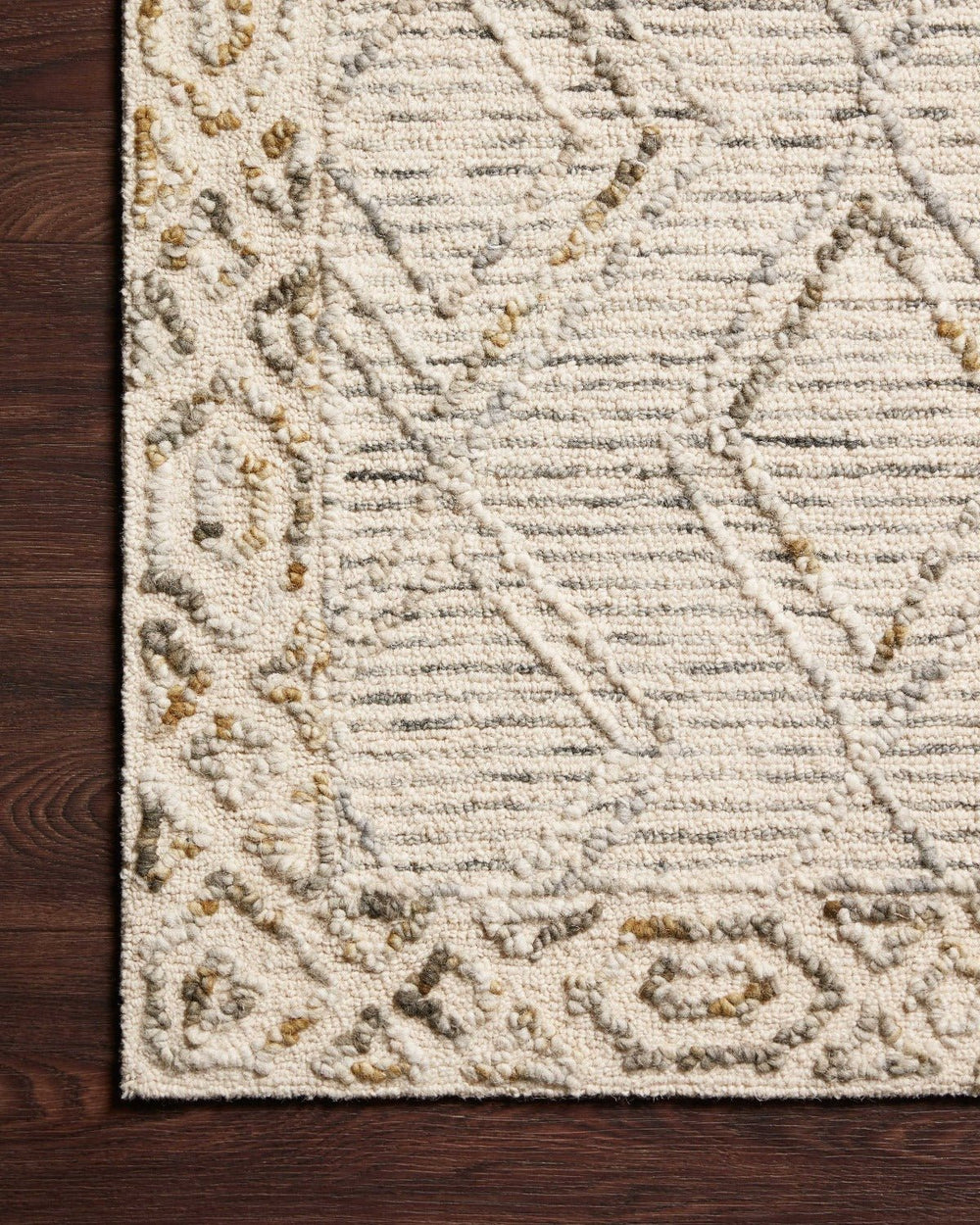 LEELA 03 HOOKED WOOL RUG: IVORY, LAGOON