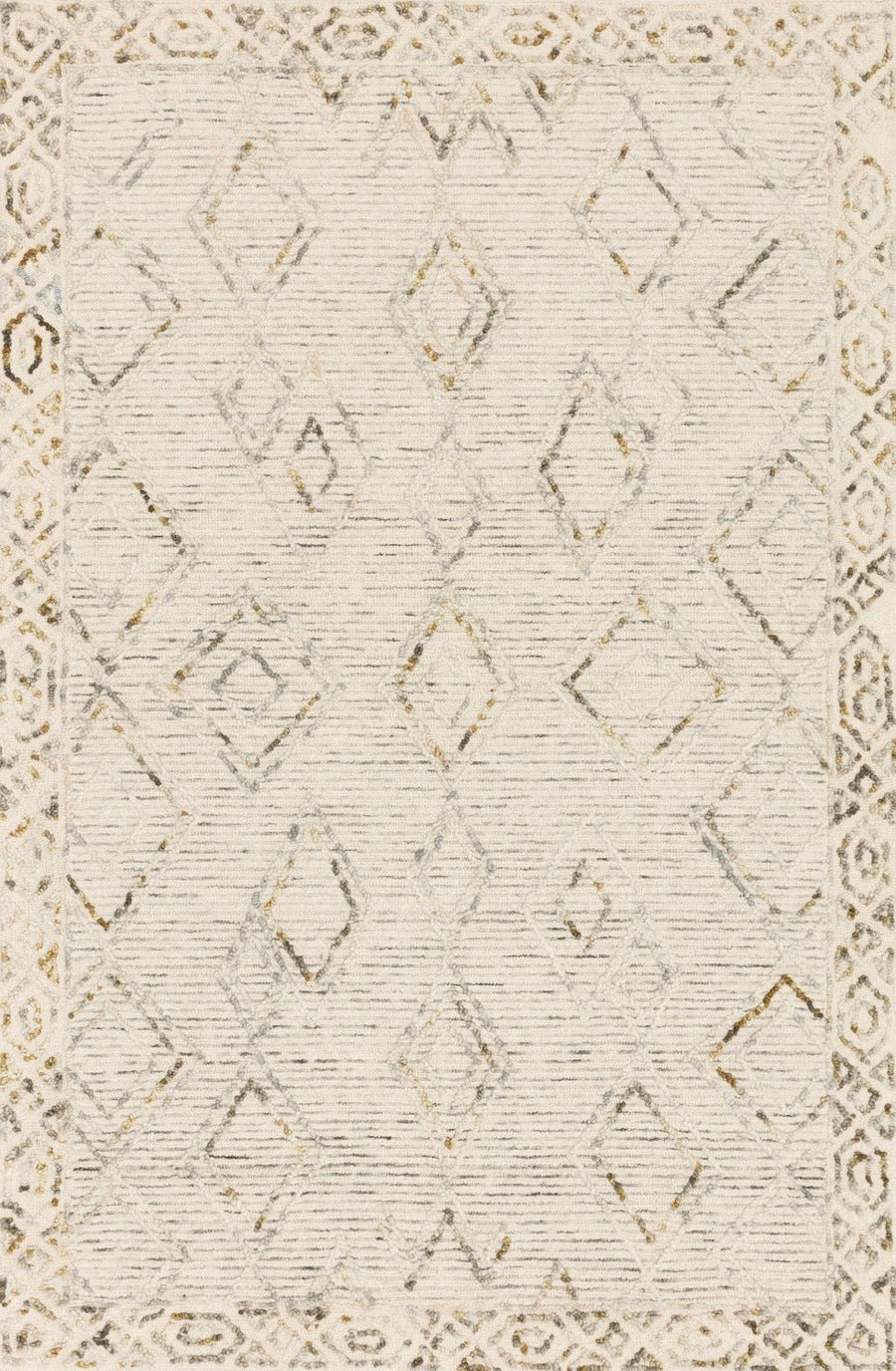 LEELA 03 HOOKED WOOL RUG: IVORY, LAGOON