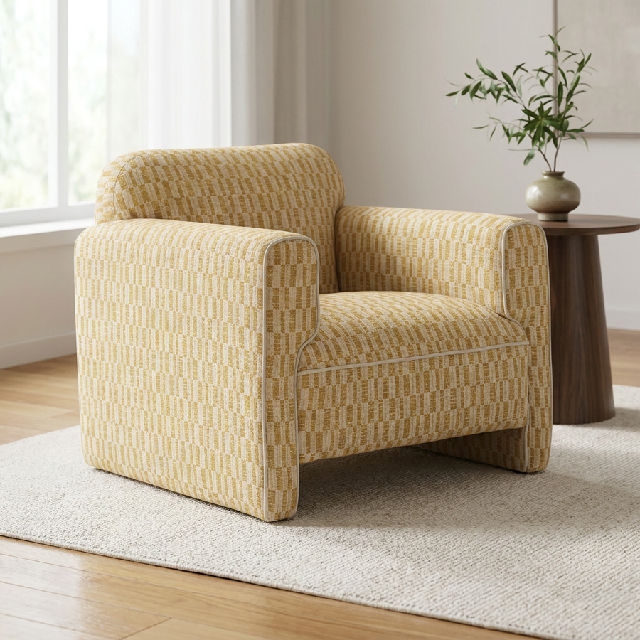 LEO GEOMETRIC UPHOLSTERED ARMCHAIR