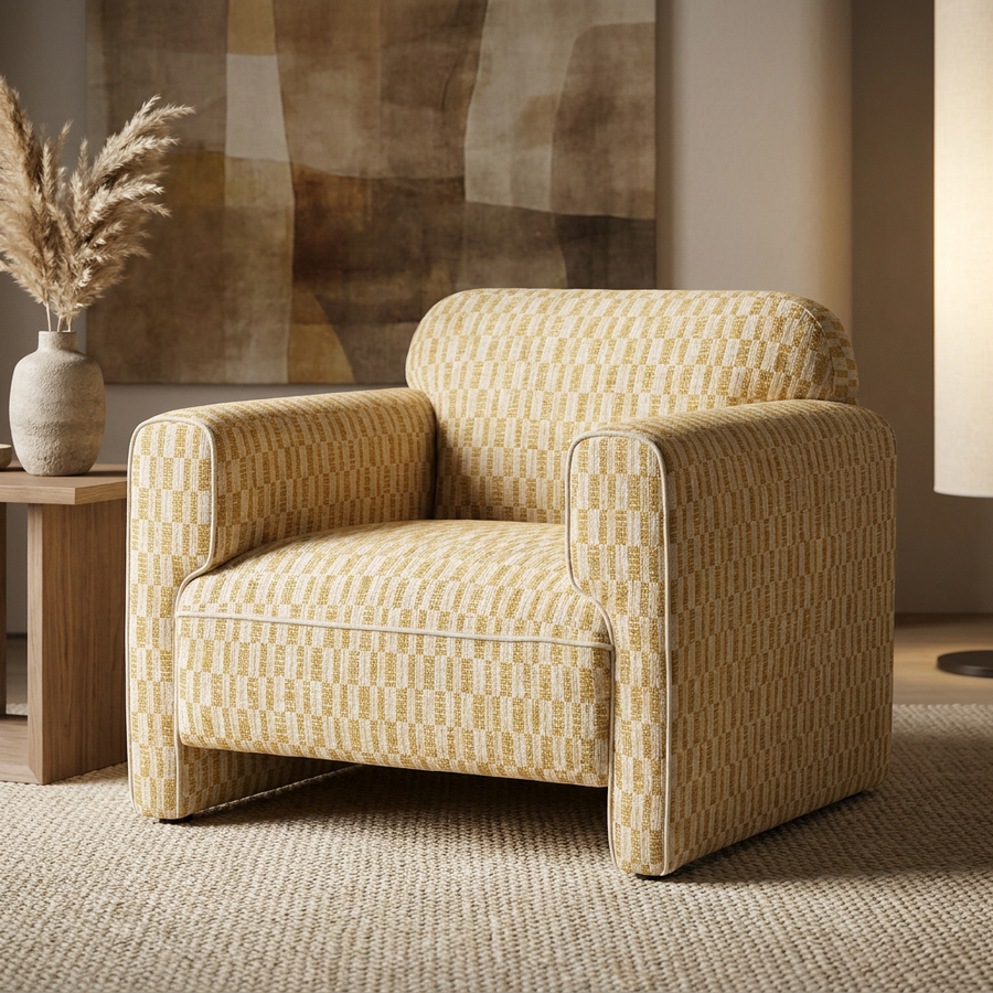 LEO GEOMETRIC UPHOLSTERED ARMCHAIR