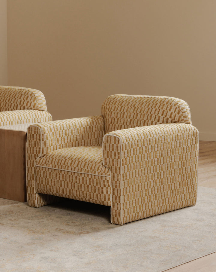 LEO GEOMETRIC UPHOLSTERED ARMCHAIR
