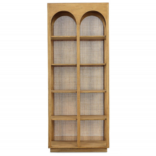 LEONARDO MINDI WOOD + CANE BOOKCASE